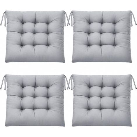 Set of 4 Chair Cushions with Ribbons 40 × 40 cm Seat Cushions for Garden Chairs, for Indoor and Outdoor, Balcony, Garden, Patio and Dining Room (Grey) (1/5)