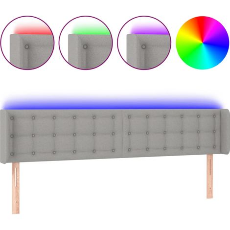 Testiera Testata del letto a LED Grigio Chiaro 163x16x78/88 cm in Tessuto (1/4)
