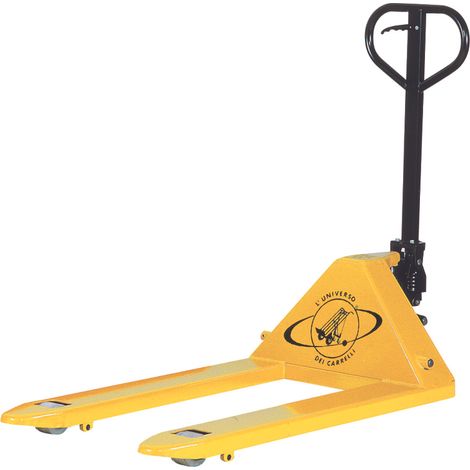 Transpallet modello largo per frutta con 2 rulli anteriori in  nylon bianco