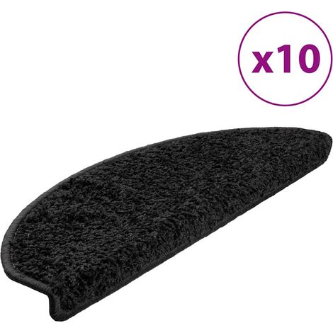 Maison Exclusive - Tapis d'escalier 10 pièces 65 x 21 x 4 cm Noir Demi-rond Grand (1/5)