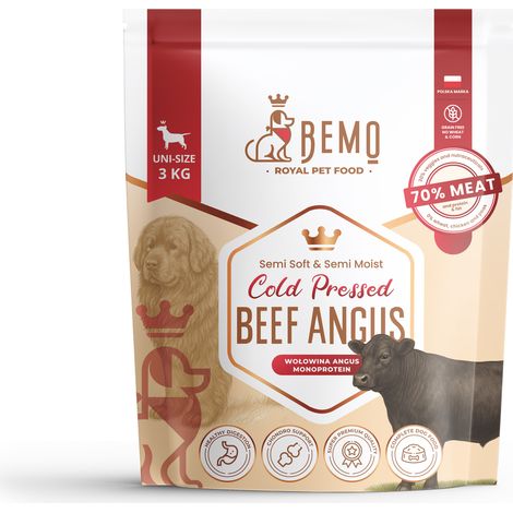 Bemo Cold Pressed Beef Angus - Alimento para perros prensado en frío con carne de res Angus 1 kg