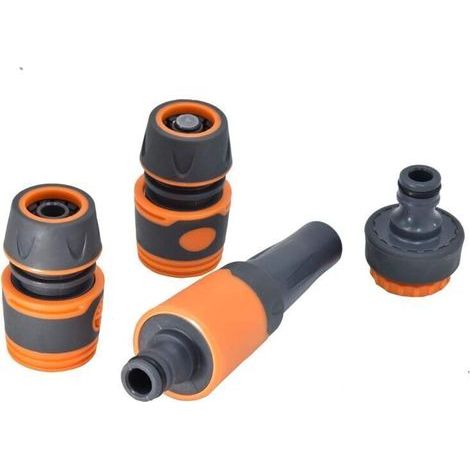 Kit Pistolets d'arrosage Lance Nettoyage Jardin Nécessaire Comprend Raccords pour Extension 1 Lance d'Arrosage,1 Raccord d'arrosage, 1 Raccord Aquastop d'arrosage, 1 Adaptateur 13mm&19mm (1/4)
