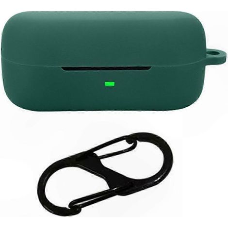 Étui de protection en silicone pour écouteurs Bluetooth avec boucle anti-perte - noir et vert (1/5)