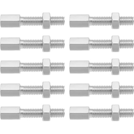 10 vis de réglage de câble d'accélérateur M6 x 37,5 mm pour câbles de frein de moto, vis en acier A3 avec écrous, compatibles avec Hercules Kreider La Moto (1/4)