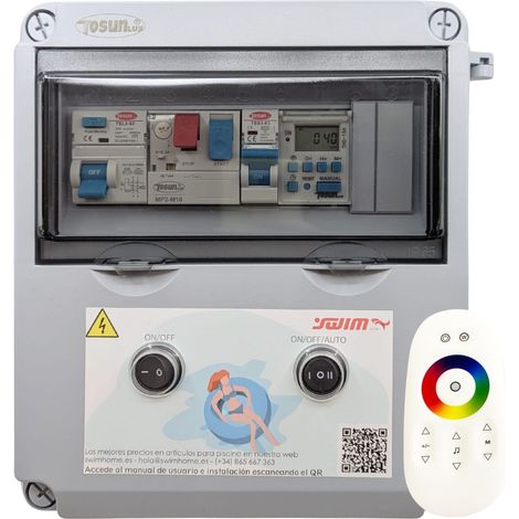 Cuadro Eléctrico Piscina  Transformador 1CV 60W  Mando RGB WiFi