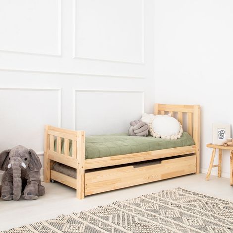 Cama de 90x190 con somier y cajón Adeline Bois (1/4)