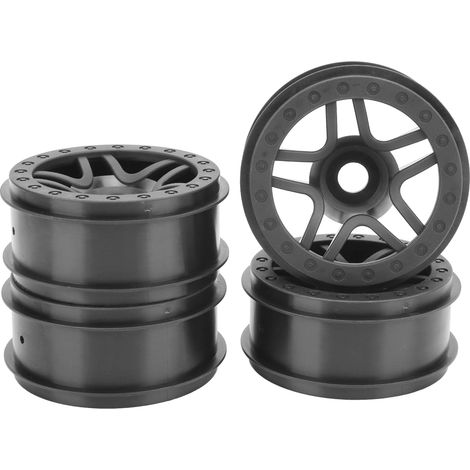 Jantes en plastique noir avec moyeux hexagonaux pour voiture télécommandée Traxxas Slash 2/4WD 1/10 (1/5)