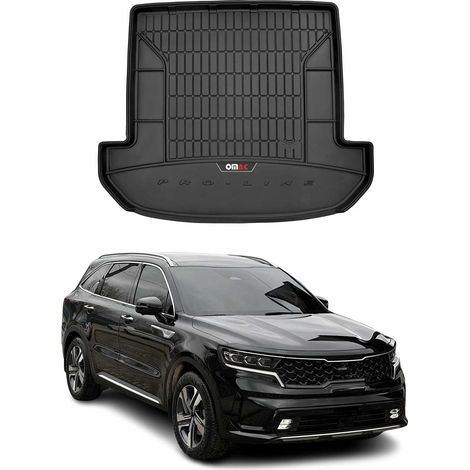 Tapis de Coffre 3D TPE Premium Compatible avec Kia Sorento III 2015 à 2023, Bac de Protection de Coffre Intérieur antidérapant Revêtement de Coffre pour Voiture Noir