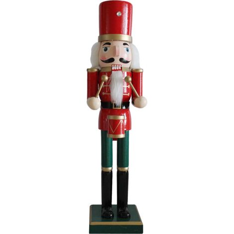 Schiaccianoci di Natale Rebecca Mobili Drimia 35x8x10 Legno Blu Rosso Classico