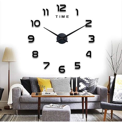 Reloj de pared grande moderno para armar, silencioso, reloj de pared moderno de metal, decoración para el hogar y la oficina - Negro (1/4)