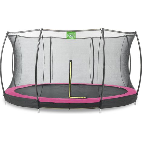 EXIT Silhouette ground trampoline 14ft with safety net - pink