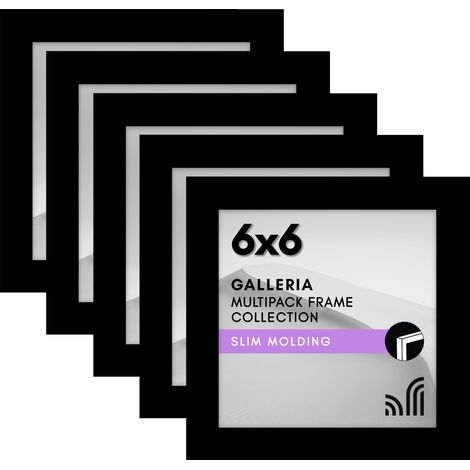 Lot de 5 cadres photo carrés en plexiglas poli à poser sur une table ou à fixer au mur, 15,2 x 15,2 cm, Noir (1/5)