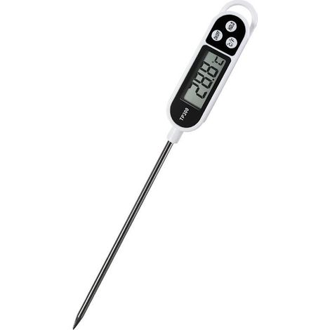 Thermomètre de cuisson à lecture de 10 secondes, thermomètre de cuisson instantané avec longue sonde et écran LCD Thermomètre de cuisine numérique pour aliments, viande, huile, kebab, gril et eau chau