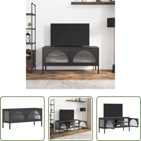 vidaXL Schrank aus Stahl - TV-Schrank Schwarz 105x35x50 cm Glas und Stahl (1/5)