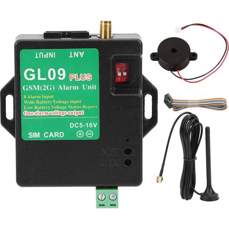 GL09 Plus Alarme GSM 8 Canaux, Alerte Appel SMS avec Câble Connexion, Sécurité Entrepôt Domicile, Système Alarme Antivol sans Fil (1/5)