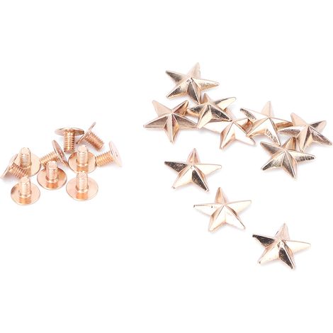10 rivets à pointe en forme d'étoile en métal pour la décoration de sacs, chaussures et articles en cuir (14 mm, doré)