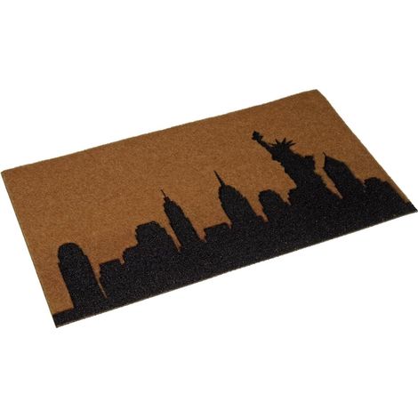 Paillasson New York, Style Moderne, 2x70x40 cm, Polyester, Marron Clair et Noir. (1/5)