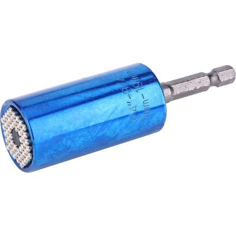 Jeu de clés à douille universelles 7-19 mm avec adaptateur pour perceuse électrique 3/8 pouce (bleu)