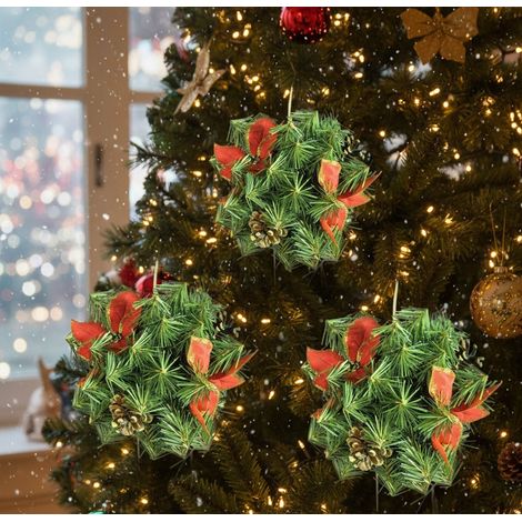 Taino - Décoration de Noël, Vert, Structure Rouge Fabriqué en Italie