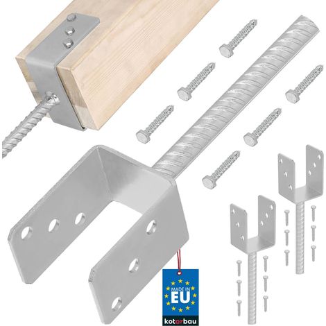 KOTARBAU® 2 pcs Support Poteau à Sceller - Acier Galvanisé - 71 mm - Argent - Pied de Poteau Bois - avec Ancrage Béton - Embase Robuste pour Clôture Jardin Terrasse (1/5)