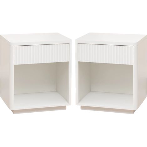 Comodino bianco con cassetto e ripiano aperto in MDF (1/5)