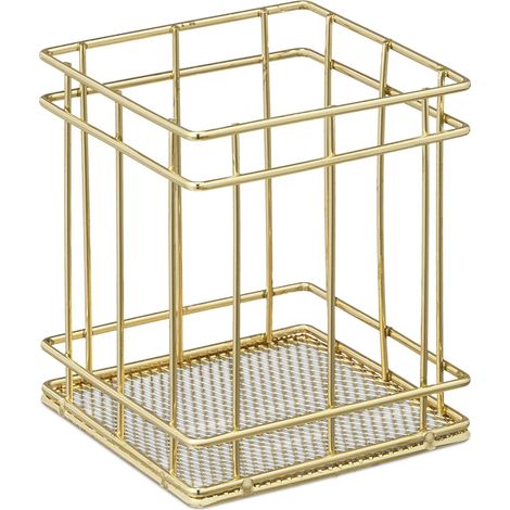 Portapennelli per trucco quadrato moderno 10 x 9 x 9 cm design decorativo ufficio bagno in metallo nero 130009376