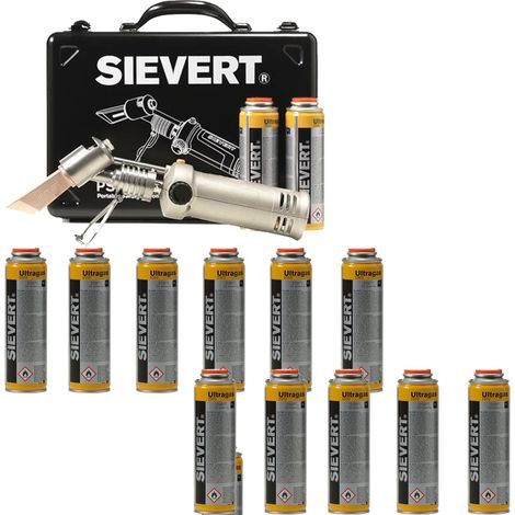 SIEVERT Weichlötkolbenset PSI 3380 + 12x Schraubkartusche Ultragas 60 gr.