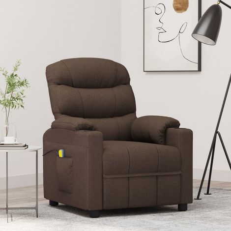 Fauteuil de massage-Chaise de relaxation-Fauteuil Relax Marron foncé Tissu 474078 (1/5)