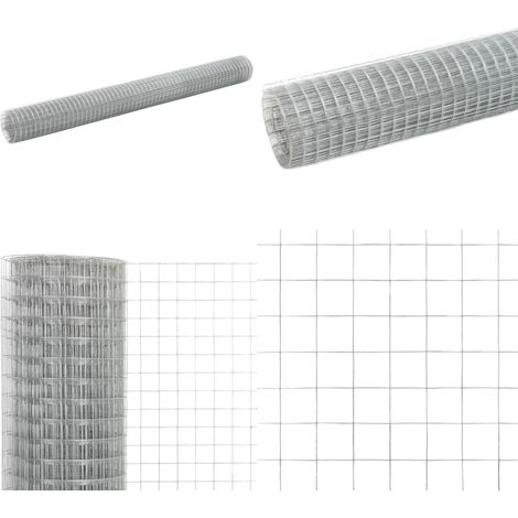 Alambrada de gallinero acero galvanizado plateada 25x1,5 m - Valla metálica - Cercado para aves