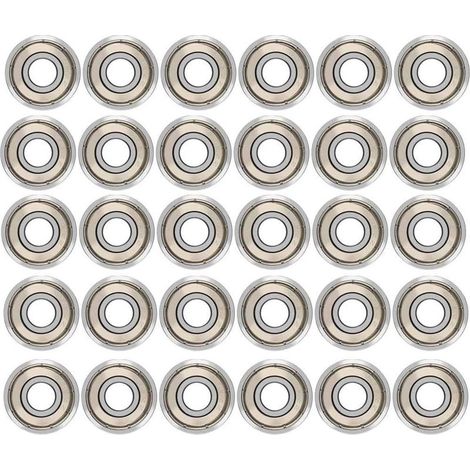 Paquete de 30 rodamientos de bolas 608ZZ – Doble blindaje metálico – Bajo nivel de ruido y alta velocidad – 8 x 22 x 7 mm para patines y monopatines (1/5)