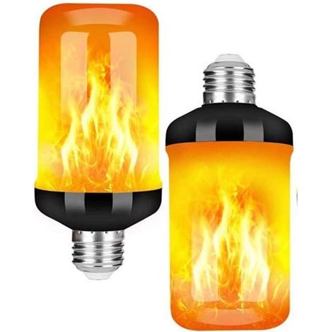 2 Pack Ampoule à Flamme E27 LED Ampoules 4 Modes - avec Capteur de Gravité Ampoule - Applicable à de Flamme pour Décoration de Intérieure/Extérieure/Bar/Fête