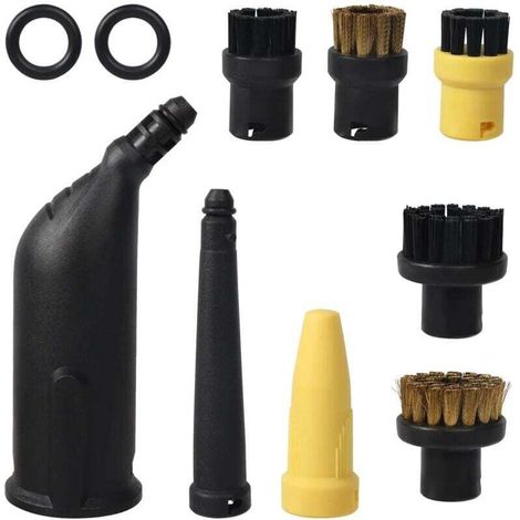 Kit 10 accessoires de rechange pour nettoyeurs vapeur compatibles SC1, SC2, SC3, SC4, SC5 : buse coudée allongée, brosse ronde, suceur plat, joint, buse allongée, buse coudée (1/4)