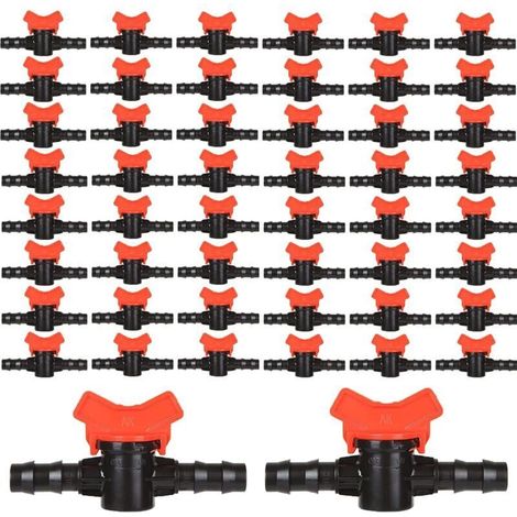 ALLIANDISLot de 50 Tuyau Vanne d'irrigation, Raccord Tuyau 16mm Robinet Plastique Jardin pour Système d'irrigation, 16 mm Vanne Tuyau Arrosage pour Rraccord Tuyau Arrosage Goutte à Goutte Jardin