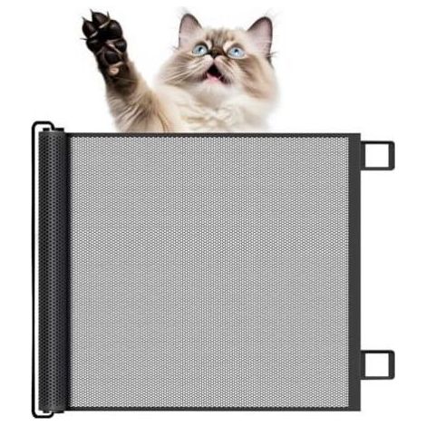 Pair Barrière de sécurité rétractable pour bébé et chien, barrière de sécurité extensible, barrière de sécurité pour chiens et chats pour escaliers, couloirs, intérieur et extérieur - Noir (1/5)