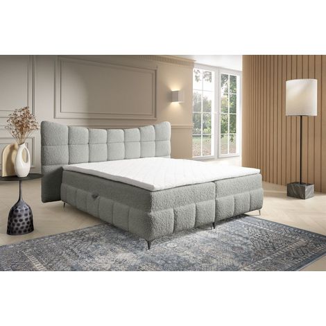 Boxspringbett Bett Schlafzimmerbett NOVA 120x200cm Stoff Rolf Grau (1/5)