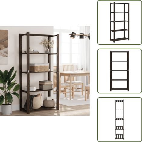 Support de rangement à 5 niveaux noir 80x38x170 cm bois pin - Etagere Bois - Rangement Atelier - Rangement Maison - Support De Rangement - Étagère Industrielle (1/5)