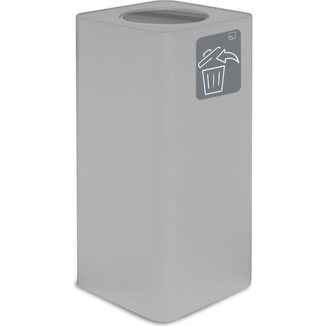 Pattumiera Per Raccolta Rifiuti 38x38xh80 cm In Acciaio Verniciato con Coperchio Basculante Bianco (1/2)