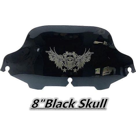 Aileron de pare-brise de 5, 6 et 8 pouces pour Electra Street Glide et Harley Touring (1996-2013) - Motif crâne de 8 pouces (1/5)