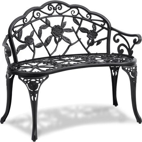 VEVOR Banco de Jardín de Metal Banco de Parque 98,7 cm Banco de Descanso Carga de 218 kg Banco de Jardín y Parque para Exterior con Respaldo y Reposabrazos Banco para Jardín, Parque, Patio, Porche