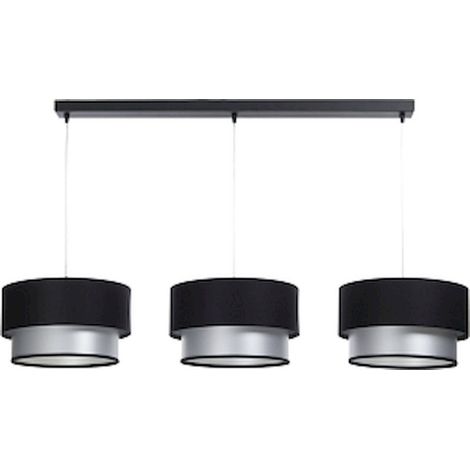 Suspension élégante satin noir intérieur argenté lumière raffinée - Noir satin avec intérieur argenté (1/5)