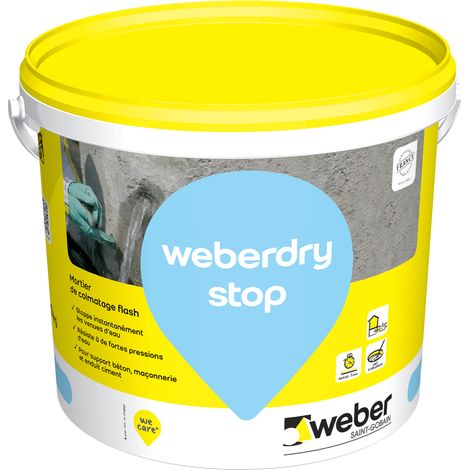 Weber Saint-Gobain Mortier de colmatage ultra-rapide, 20kg, Weberdry stop