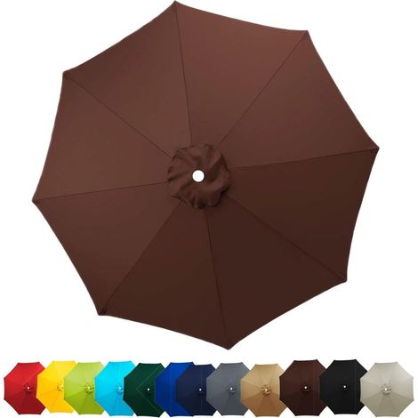 Auvent de Remplacement Baleines Toile de Rechange, Housse de Rechange pour Parasol De Jardin Terrasse Plage(Brun,2.5M/6 Arms)