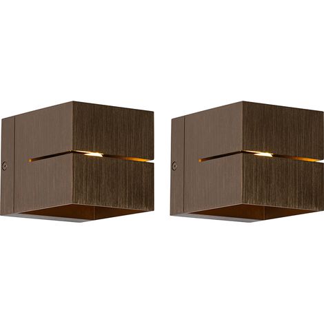 Set mit 2 Smart-Wandlampen Dunkelbronze 9,7 cm Inkl. Wifi G9 - Transfer Groove