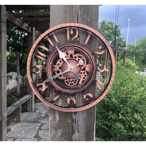 Große Retro-Gartenuhr – Wetterfest – Badezimmeruhr – Vintage-Dekoration – Tickenlos (1/5)