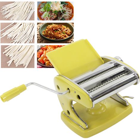 Machine à nouilles domestique à ventouse, petite presse à nouilles multifonctionnelle, machine à rouler les nouilles manuelle, machine à raviolis et wontons, ventouse jaune citron à 2 lames (1/5)
