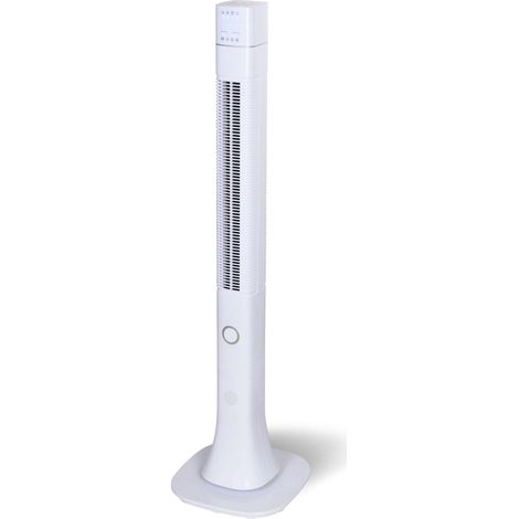 MaxxHome De Torre Para Dormitorio con Control Remoto - Ventilador de pie Largo de 123 cm Para Habitación, Hogar y Oficina - 50W Blanco y Negro s de Dormitorio para Enfriamiento y Sueño con 3 Modos (1/5)