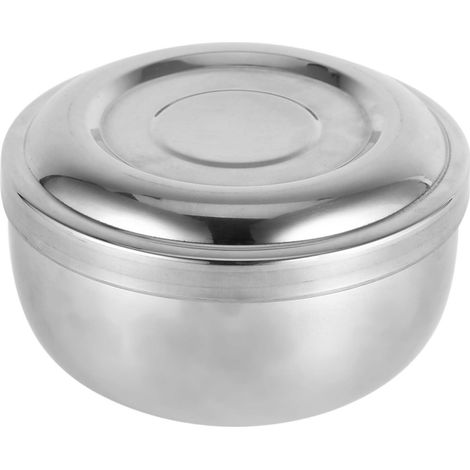 Mug à savon à raser homme, bol métal argenté avec couvercle, outil de rasage visage nettoyant soin. (1/5)