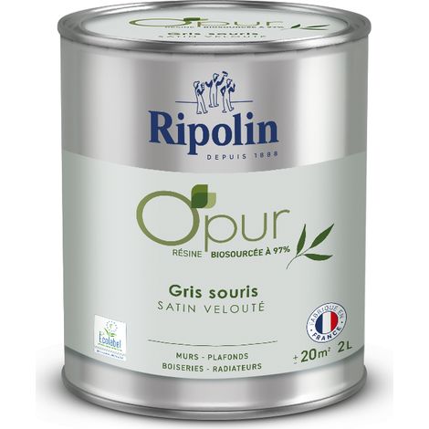 Peinture O'PUR murs, boiseries & radiateurs - RIPOLIN - 472827 - Gris souris - Satin veloute - 2 L (1/5)