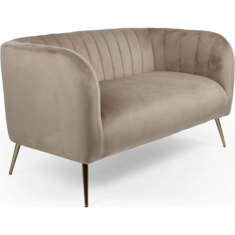Canapé 2 Places en Velours "Reuben" 128cm Taupe (1/5)