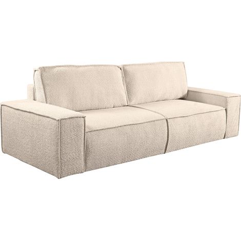 Divano letto 3 posti in Tessuto a bouclette Beige - AMELIA di PASCAL MORABITO
